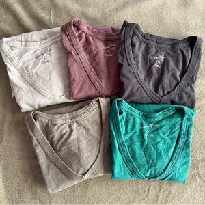 Five V-neck T-shirts